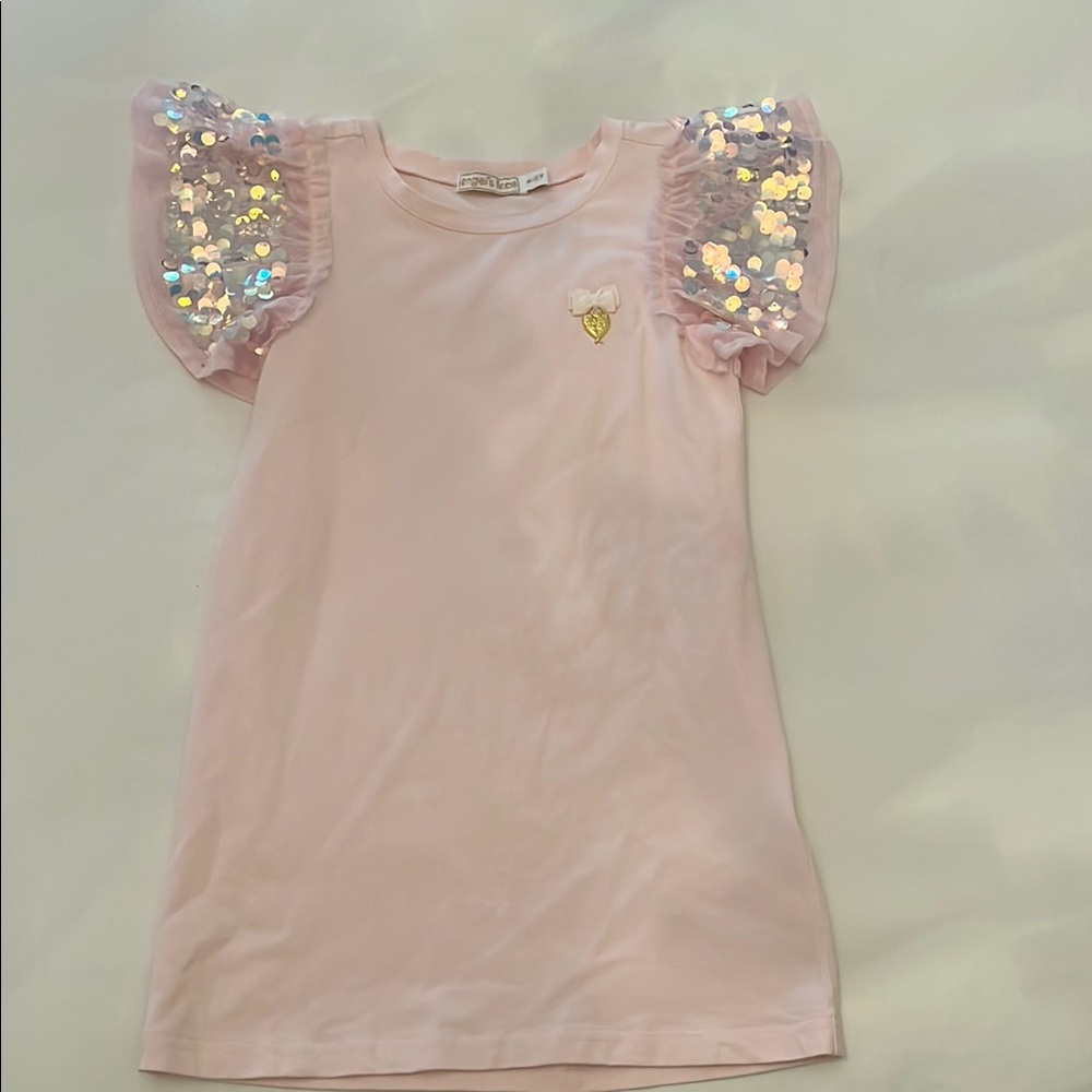 Angel’s Face Pink Dress with Sequin Sleeves